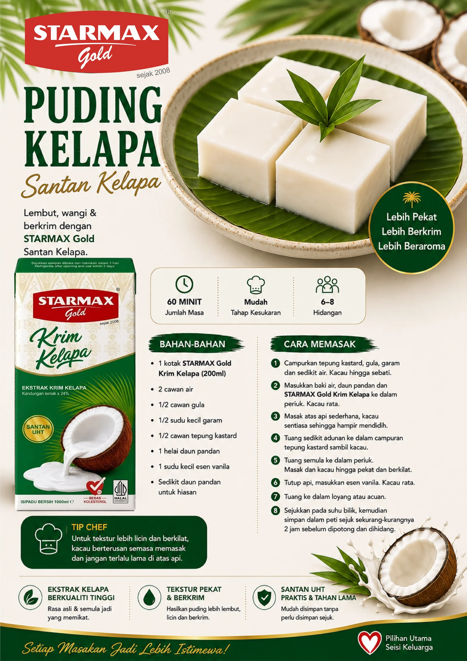 Puding Kelapa Santan Kelapa recipe