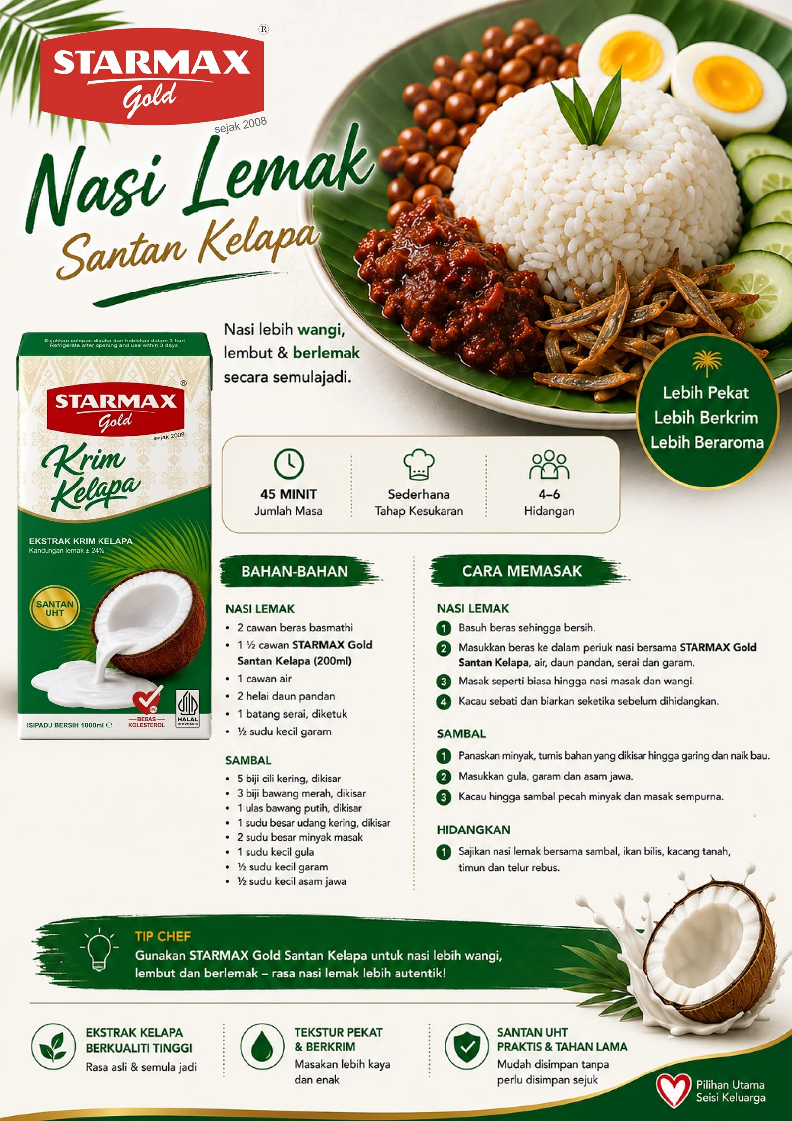 Nasi Lemak Santan Kelapa recipe